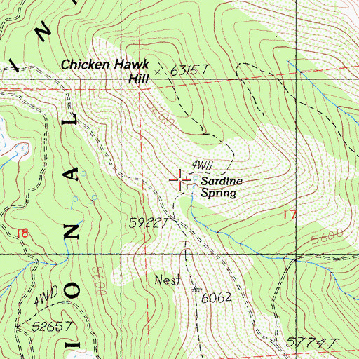 Topographic Map of Sardine Spring, CA