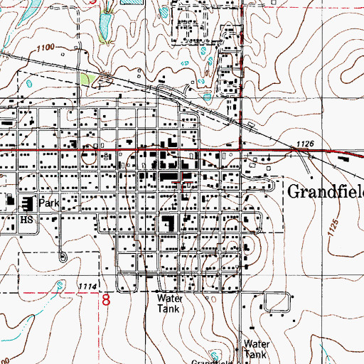 Topographic Map of Grandfield Volunteer Fire Department, OK