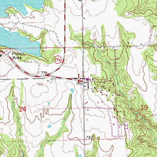 Topographic Map of Eastside Fire Department, OK