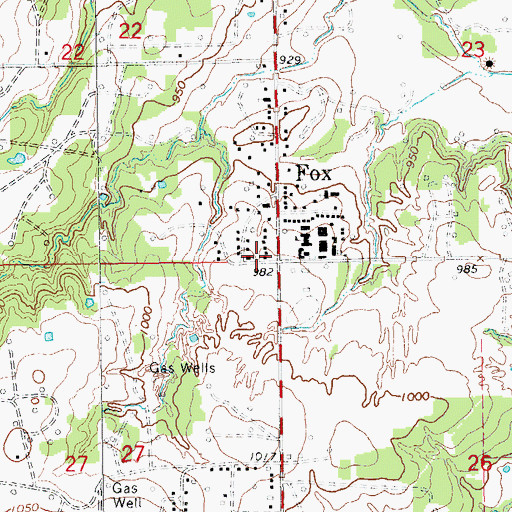 Topographic Map of Fox Graham Volunteer Fire Department, OK