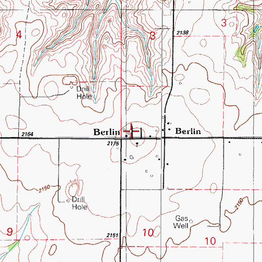 Topographic Map of Berlin Volunteer Fire Association, OK