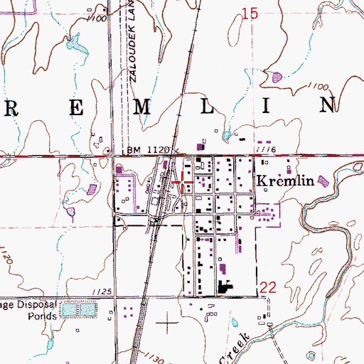 Topographic Map of Kremlin Fire Department, OK