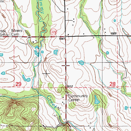 Topographic Map of Meers Volunteer Fire Department, OK