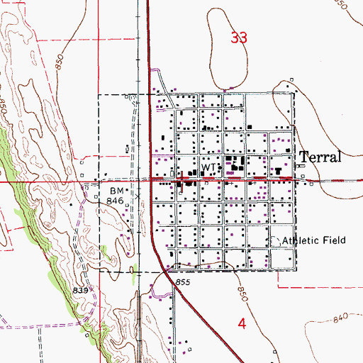 Topographic Map of Terral Volunteer Fire Department, OK