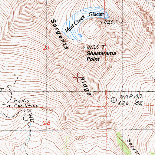 Topographic Map of Sargents Ridge, CA