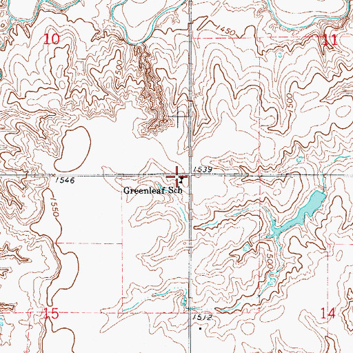 Topographic Map of Greenleaf Rural Fire Department, OK