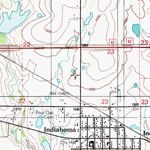 Topographic Map of Indiahoma Volunteer Fire Department, OK