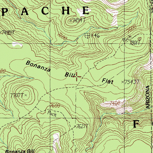 Topographic Map of Bonanza Bill Flat, AZ