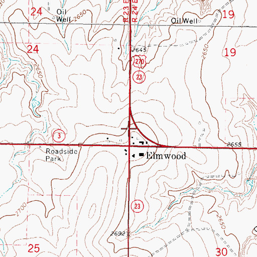 Topographic Map of Elmwood Firefighters, OK