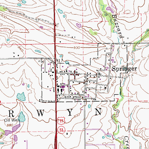 Topographic Map of Springer Fire Department, OK