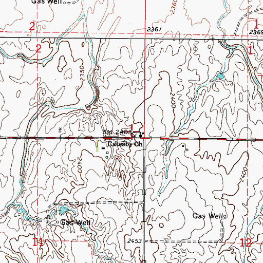 Topographic Map of Catesby Firefighters Association, OK