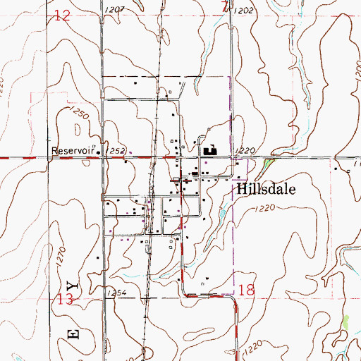 Topographic Map of Hillsdale Fire Department, OK