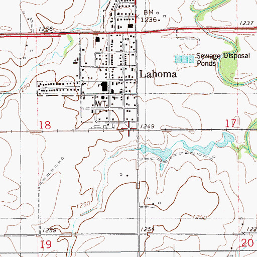 Topographic Map of Lahoma Fire Department, OK