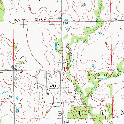 Topographic Map of Orr Volunteer Fire Department, OK