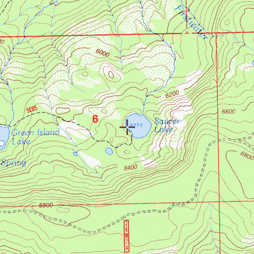 Topographic Map of Saucer Lake, CA