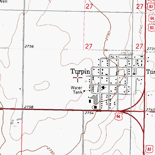 Topographic Map of Turpin Fire Department, OK