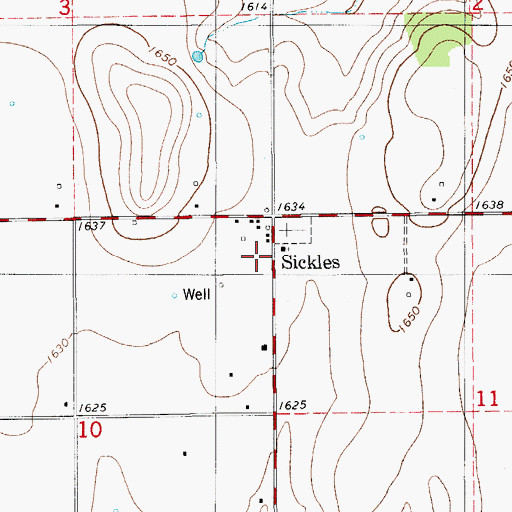 Topographic Map of Sickles Volunteer Fire Association, OK