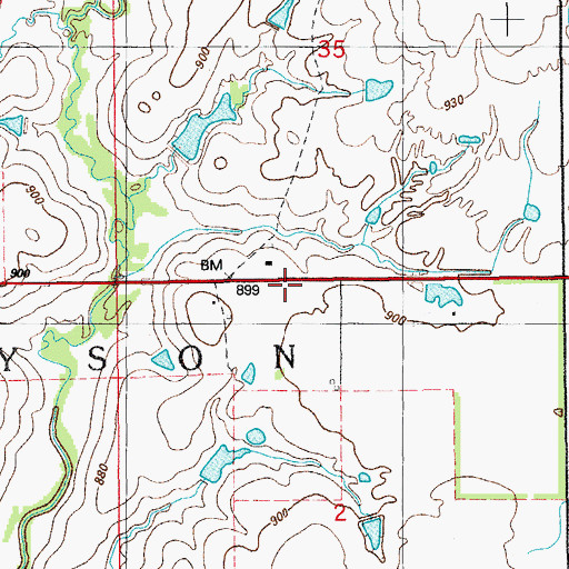 Topographic Map of Claypool Volunteer Fire Department, OK