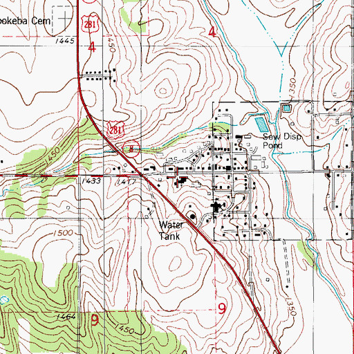 Topographic Map of Lookeba Town Fire Department, OK