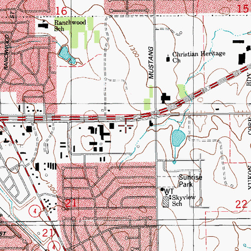 Topographic Map of Yukon Fire Station, OK