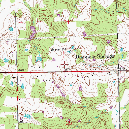 Topographic Map of Dickson Volunteer Fire Department Station 2, OK