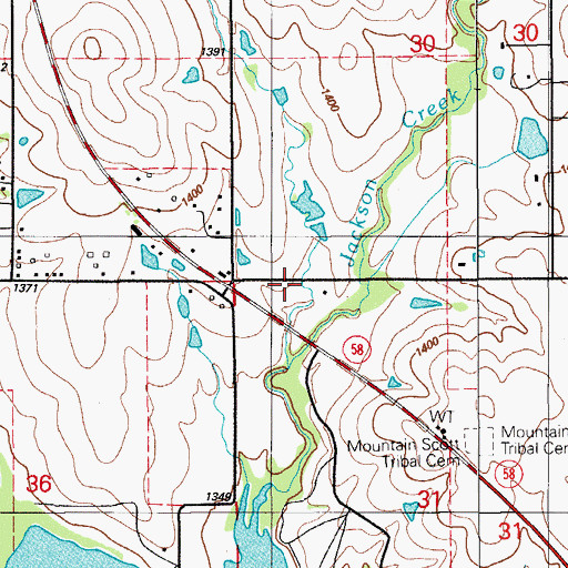 Topographic Map of Paradise Valley Fire Department, OK