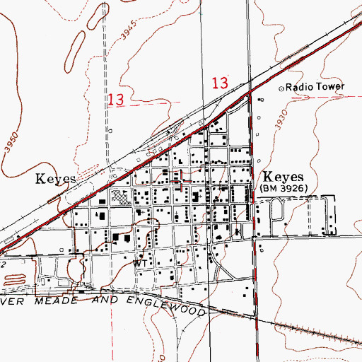 Topographic Map of Keyes Fire Department, OK