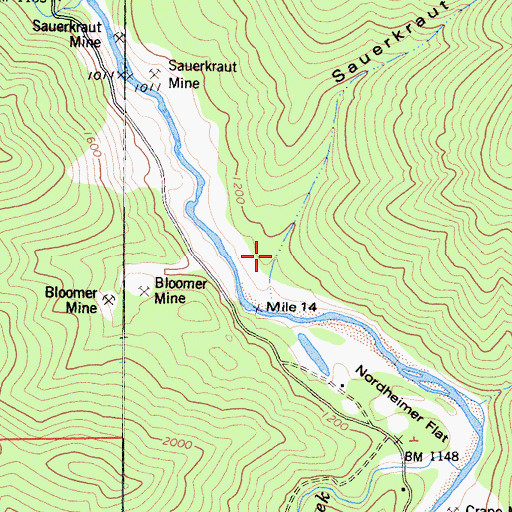 Topographic Map of Sauerkraut Gulch, CA