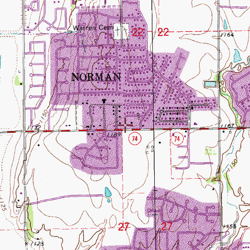 Topographic Map of Norman Fire Department Station 4, OK