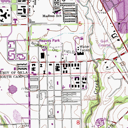 Topographic Map of Norman Fire Department Station 3, OK