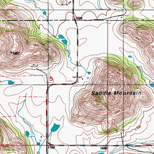 Topographic Map of Saddle Mountain Fire Department, OK