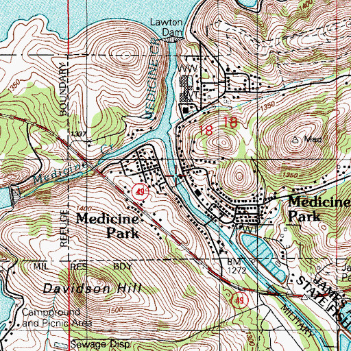 Topographic Map of Medicine Park Fire Department, OK