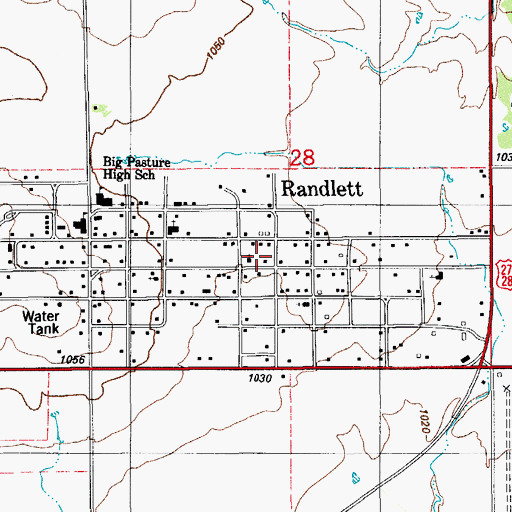 Topographic Map of Randlett Volunteer Fire Department, OK