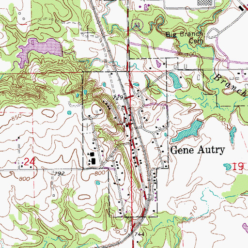 Topographic Map of Gene Autry Fire Department, OK