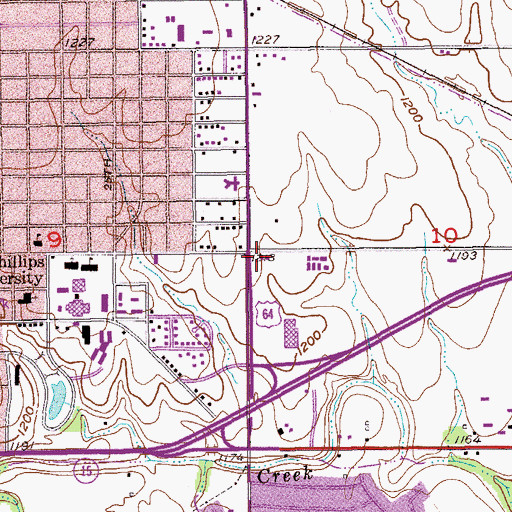 Topographic Map of Enid Fire Department Station 3, OK