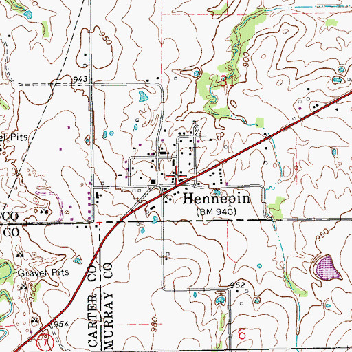 Topographic Map of Hennepin Fire Department, OK