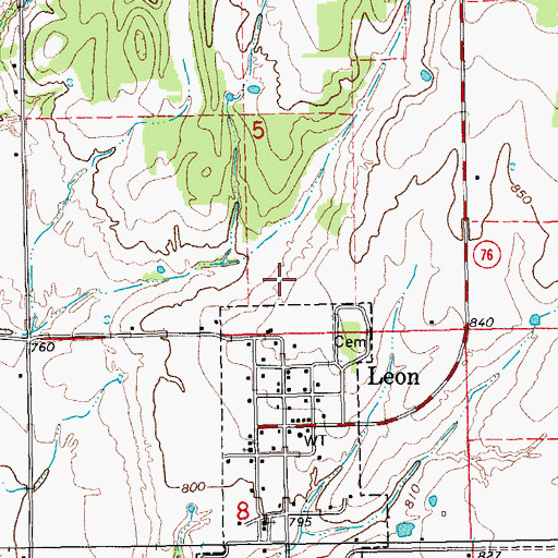 Topographic Map of Leon Fire Department, OK