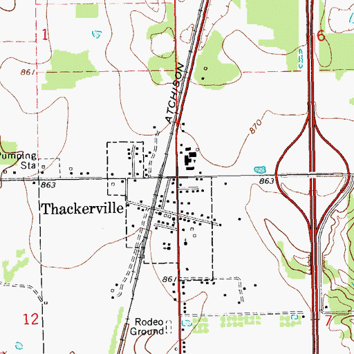 Topographic Map of Thackerville Community Volunteer Fire Department, OK