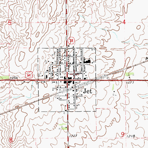 Topographic Map of Jet Volunteer Fire Department, OK