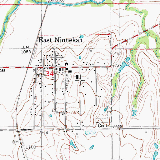 Topographic Map of Ninnekah Fire Department Station 2, OK