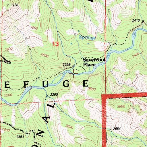 Topographic Map of Savercool Place, CA