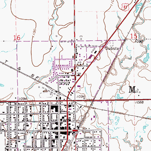 Topographic Map of Medford Volunteer Fire Department and Ambulance Service, OK