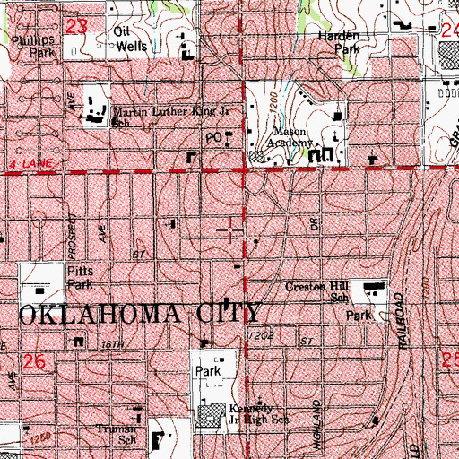 Topographic Map of Oklahoma City Fire Department Station 12, OK