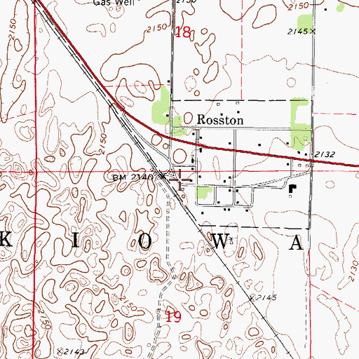 Topographic Map of Rosston Volunteer Fire Department, OK