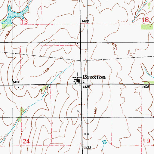 Topographic Map of Broxton Fire Department, OK