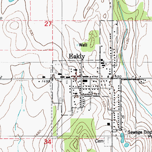 Topographic Map of Eakly Fire Department, OK