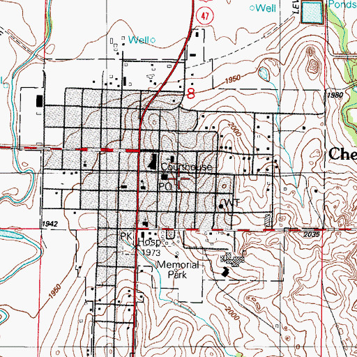 Topographic Map of Cheyenne Fire Department, OK