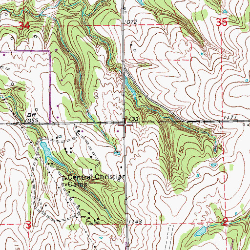Topographic Map of Sooner Volunteer Fire Department, OK