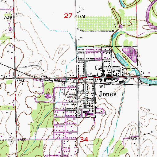 Topographic Map of Jones Fire Department, OK