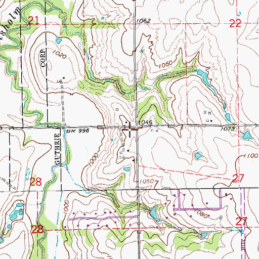 Topographic Map of Oak Cliff Fire Protection District Station 2, OK